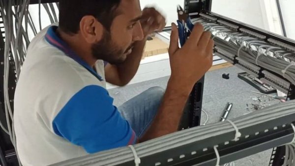 Network Cable Management And Installation For A Office Setup 22U Server Rack Cat6