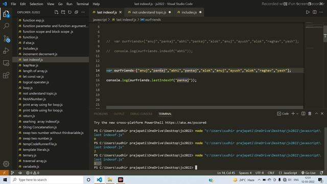 How to Searching Element in an Array using IndexOf, LastIndexOf and Include in javascript in hindi смотреть онлайн