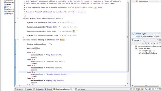 Switch Case In Java Demo смотреть онлайн