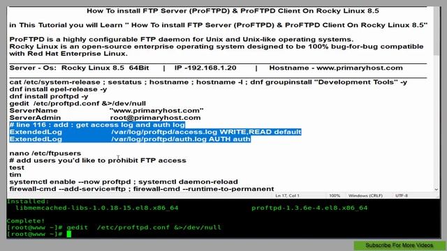 How To install FTP Server (ProFTPD) & ProFTPD Client On Rocky Linux 8.5 смотреть онлайн