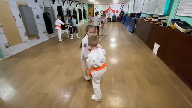 Тренировка средней группы 18 мая 2022 года. Киокусинкай каратэ в Климовске на Западной 12. смотреть онлайн