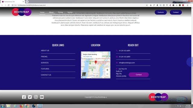 Bootstrap 4 Basics Semi Transparent Footer смотреть онлайн