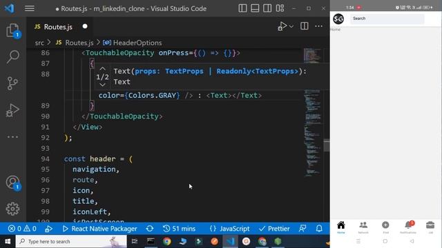React Native LinkedIn Clone Part-III || Header Setup || Customise Header using React Navigation смотреть онлайн
