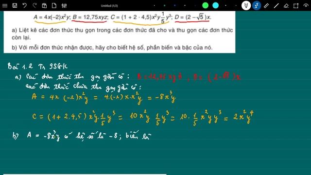 Bài 1.1; 1.2; 1.3; 1.4 Trang 9 -10 SGK Toán 8 Kết nối tri thức смотреть онлайн
