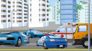 The Blue Police Car - Cars & Trucks Cartoons - Vehicle & Chi Chi Car for children Part 4