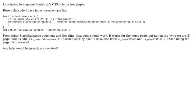 Wordpress: Enqueue Style Only On Certain Pages Not Working смотреть онлайн