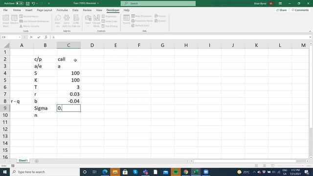 Tian (1993) model for pricing American Options using VBA code for excel in Google Colab смотреть онлайн