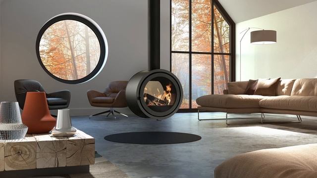 Камин подвесной двусторонний Spartherm Odin Tunnel - дровяной, туннельного типа для дома смотреть онлайн