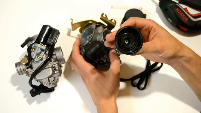 Обзор тюнинг карбюратора GY6-150 с ускорительным насосом. смотреть онлайн