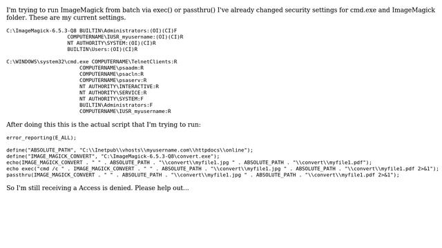 DevOps & SysAdmins: exec / passthru error on IIS Server 6.x and Windows Server 2003 (3 Solutions!!) смотреть онлайн