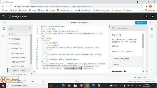 Mulesoft Tutorials | Define Security Scheme Definitions in RAML- Part 5 | API Design | NetBook | P2 смотреть онлайн