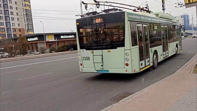 Троллейбус МАЗ 203т70 №3308 по 64 марш.  Ост. ТЦ Кирмаш