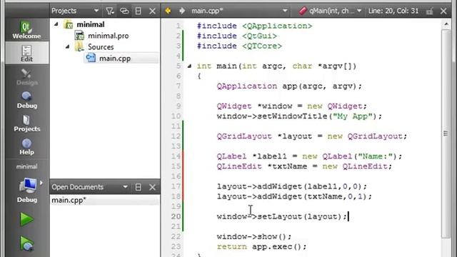 C++ Qt 9 QGridLayout смотреть онлайн