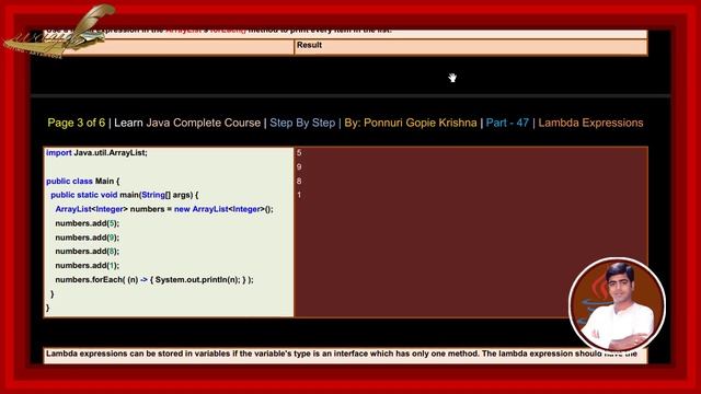 Learn Java Complete Course | Step By Step | Lambda | By: Ponnuri Gopie Krishna | Part – 47 смотреть онлайн