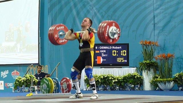 Robert Oswald GER 185kg clean & jerk attemt смотреть онлайн