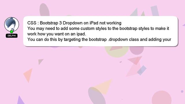 CSS : Bootstrap 3 Dropdown on iPad not working смотреть онлайн