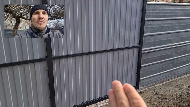 Установка - Ворота откатные и калитка с демонтажом части забора. Заполнение профлист. смотреть онлайн