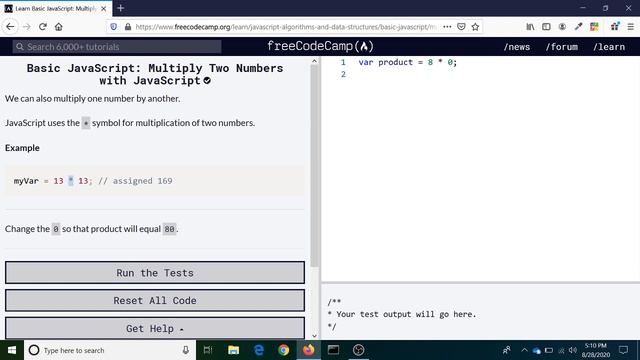 Multiplication Operator | Javascript смотреть онлайн
