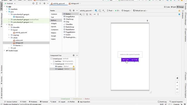 Creating a Quiz Activity in Android Studio part1 смотреть онлайн