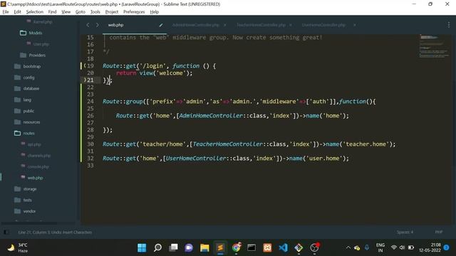 Laravel: Organizing your routes into several files | Create multiple files for your routes [HINDI] смотреть онлайн