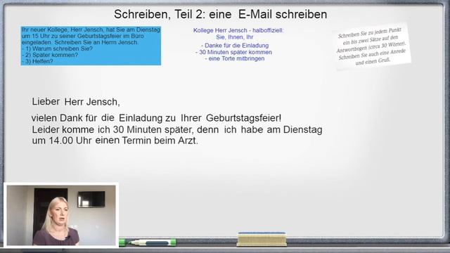 Goethe Zertifikat A1, Start Deutsch 1, Schreiben, Teil 2: Секрет успешного письма на экзамене!