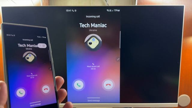 Samsung S24 Ultra Smart View Screen Mirroring to Samsung M8 4K Monitor Incoming Call with Stylus смотреть онлайн