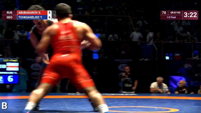1/2 GR - 87 kg: S. ABUBAKAROV (RUS) v. T. TCHKUASELIDZ (GEO) смотреть онлайн