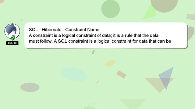 SQL : Hibernate - Constraint Name смотреть онлайн
