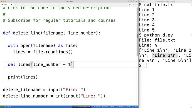 Delete A Specific Line From A File | Python Example смотреть онлайн