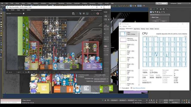 DUAL XEON 2678 V3 3DS MAX 2020 V-RAY 5 PERFORMANCE TEST смотреть онлайн