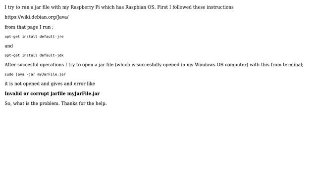 Raspberry Pi: Invalid or corrupt jarfile error смотреть онлайн