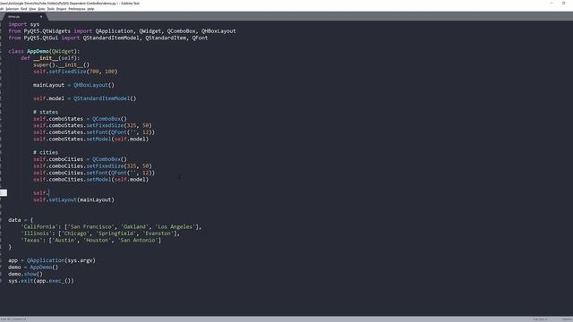 PyQt5 Tutorial | How to create dependent combo box with QComboBox widgets смотреть онлайн
