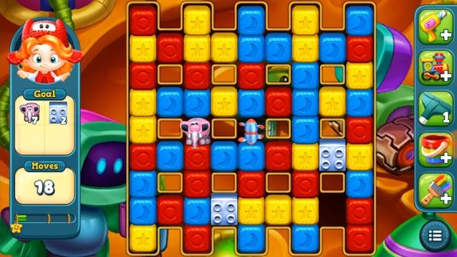 Toy blast level 585 obstacles: 12 pink pigs and 33 metal silver lego blocks New levels added смотреть онлайн