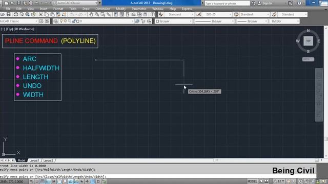 How to Draw Polyline in AutoCAD | All options explained смотреть онлайн