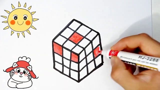 How to draw a Rubik's cube _ рисуем кубик Рубик для детей _bolalar uchun kubik rubik rasmini chizis смотреть онлайн
