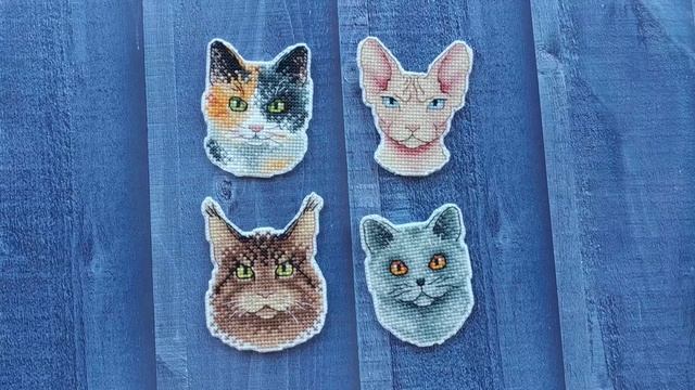Магниты кошки от Жар-птица. От распаковки до готовой работы. смотреть онлайн