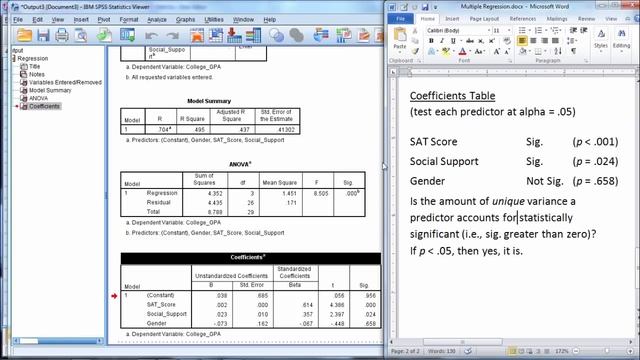 Multiple Regression in SPSS - R Square; P-Value; ANOVA F; Beta (Part 3 of 3) смотреть онлайн