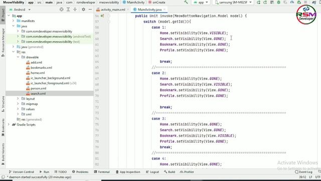 How to create/Implement Meow Bottom Navigation Bar With Visibility in Android Studio-@RSMDeveloper смотреть онлайн
