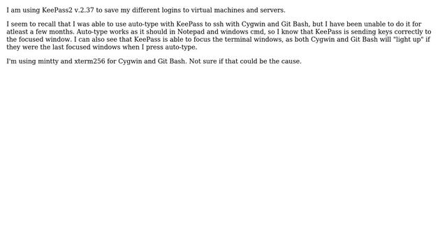 KeePass2 unable to auto-type into Cygwin or Git Bash (windows 10) смотреть онлайн