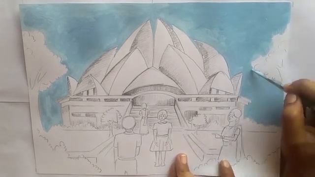 Lotus Temple Drawing | Drawing Tutorial | Painting смотреть онлайн