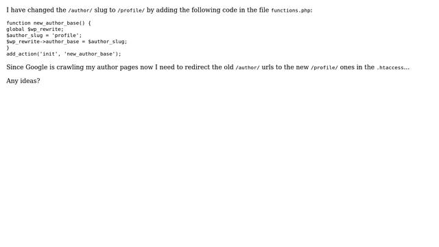 Wordpress: 301 Redirect /author/username/ to /profile/username/ смотреть онлайн