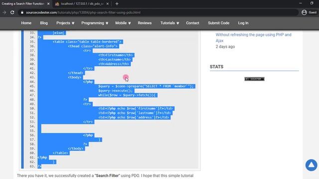 Creating a Search Filter Function using PHP/PDO Tutorial Demo смотреть онлайн