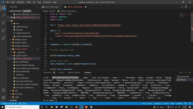Python Automation REST API Test - DELETE Method смотреть онлайн