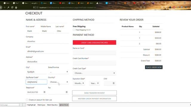 interactive Checkout Page with Bootstrap 4 and jquery + validation смотреть онлайн
