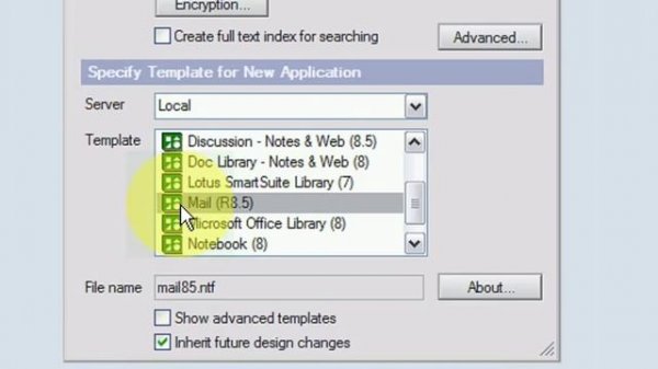 Lotus Notes 8.5 - 1. How to create a Lotus Notes Mail Database application
