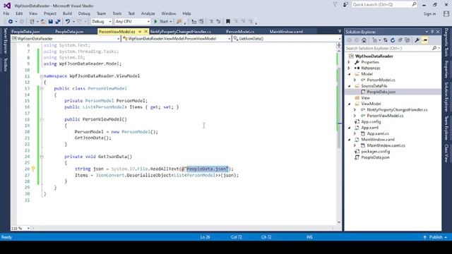WPF MVVM JSON Operations (Part - I : Read Json File Data to List and Show on Xmal using DataGrid ) смотреть онлайн