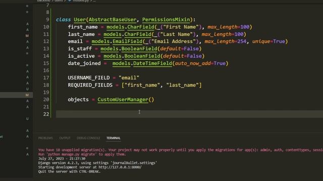 Django and React Authentication | 3 - Creating the Custom User Model смотреть онлайн