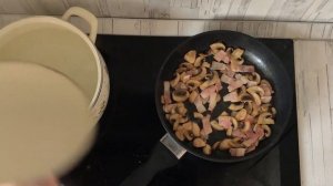 КАК ПРИГОТОВИТЬ ПАСТУ КАРБОНАРА С ГРИБАМИ, БЕКОНОМ И СЛИВКАМИ? На второе, легко, просто, вкусно