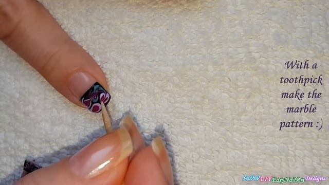 TAPE & TOOTHPICK NAIL ART: Black & Purple Dry Marble French Tips смотреть онлайн