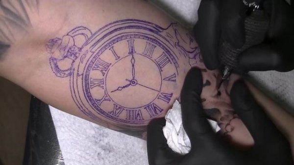 Bone pocket watch - Tattoo time lapse